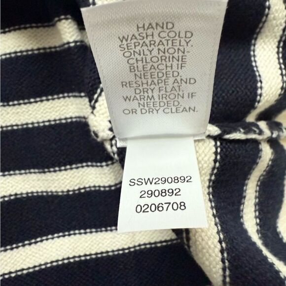 J. Jill Striped Collared Pullover Sweater Navy Cream Cotton Blend MP NWT - Picture 6 of 6